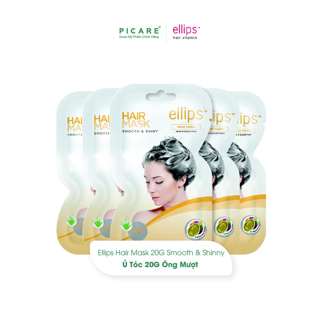 [COMBO 5 GÓI] Kem ủ tóc giúp tóc mềm mượt óng ả Ellips Vitamin Hair Mask Smooth &amp; Shiny 20g