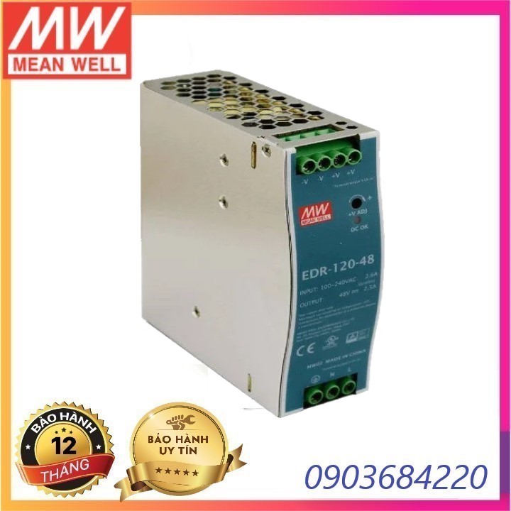 Nguồn DIN Rail EDR-120-48 Meanwell Hàng chính hãng