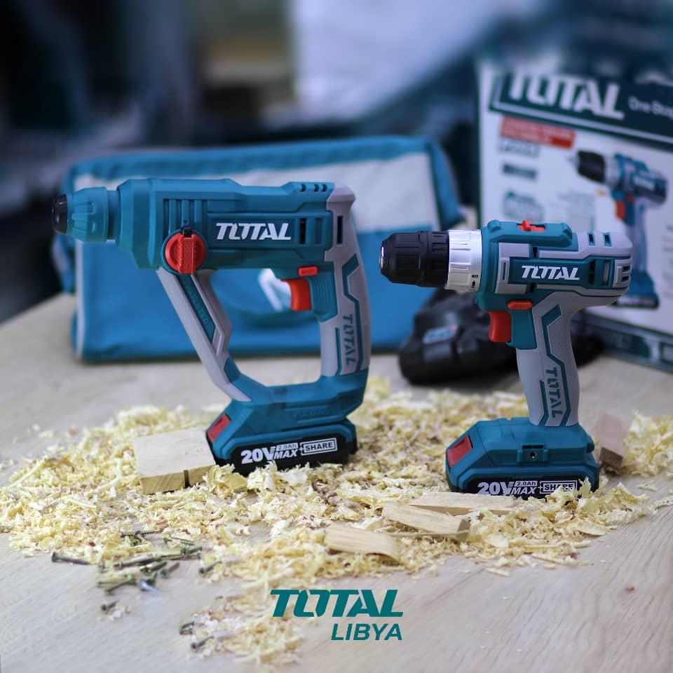 BỘ COMBO MÁY KHOAN ĐỘNG LỰC VÀ MÁY KHOAN DÙNG PIN 20V  TOTAL TCKLI2008 - HÀNG CHÍNH HÃNG