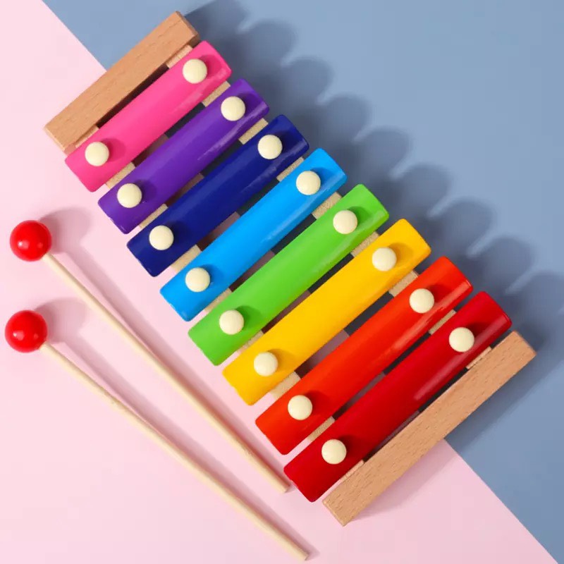 Đàn Xylophone Khung Gỗ 8 Thanh Phát Ra Âm Thanh Cho Bé Làm Quen Với Âm Nhạc