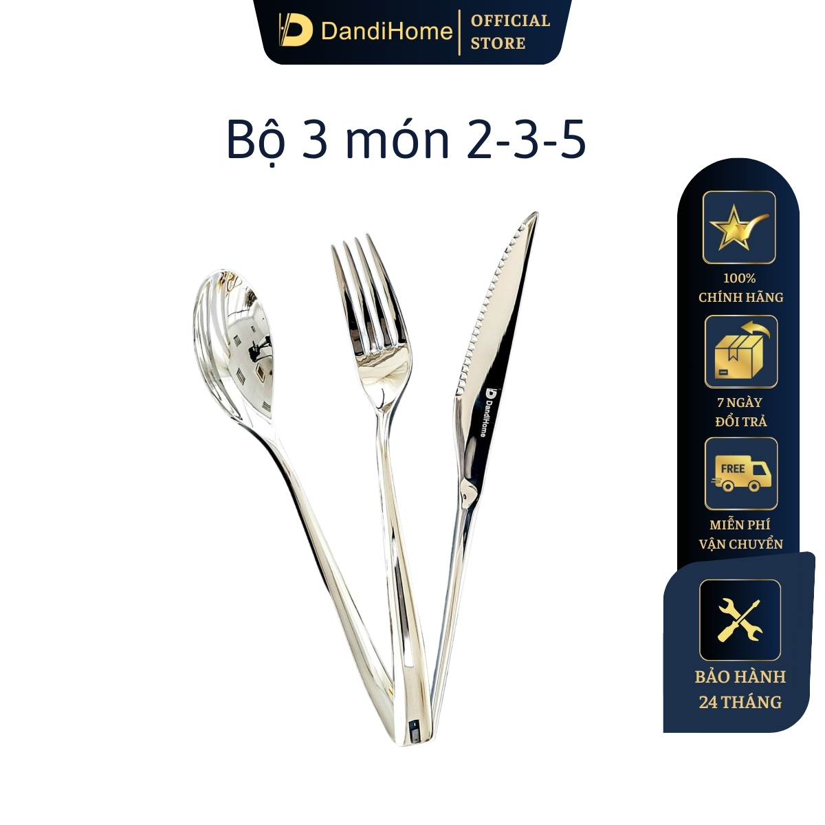 Bộ Dụng Cụ Bàn Ăn Dao Thìa Nĩa Inox 304 Dandihome Cao Cấp - Bộ Dao Muỗng Nĩa Beefsteak 3 Chiếc 2 - 3 - 5