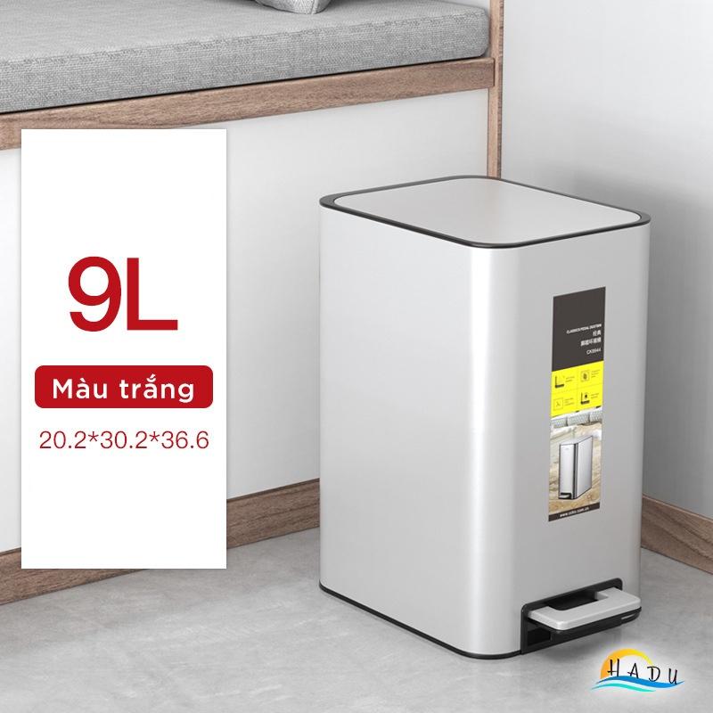 Thùng Đựng Rác Nhà Vệ Sinh Nhà Bếp Có Nắp Cao Cấp Inox 9 Lít Khử Mùi Than Hoạt Tính Chống Bụi Bẩn CCKO