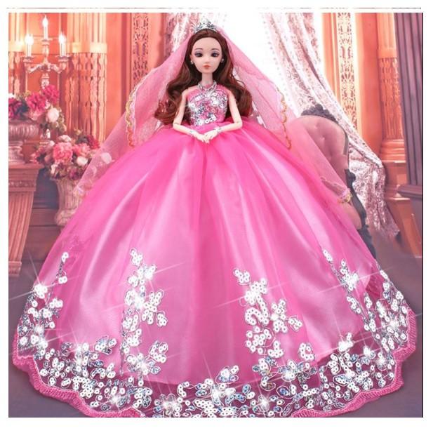 Búp Bê 12 Khớp Cô Dâu Xinh Đẹp Váy Kim Sa +