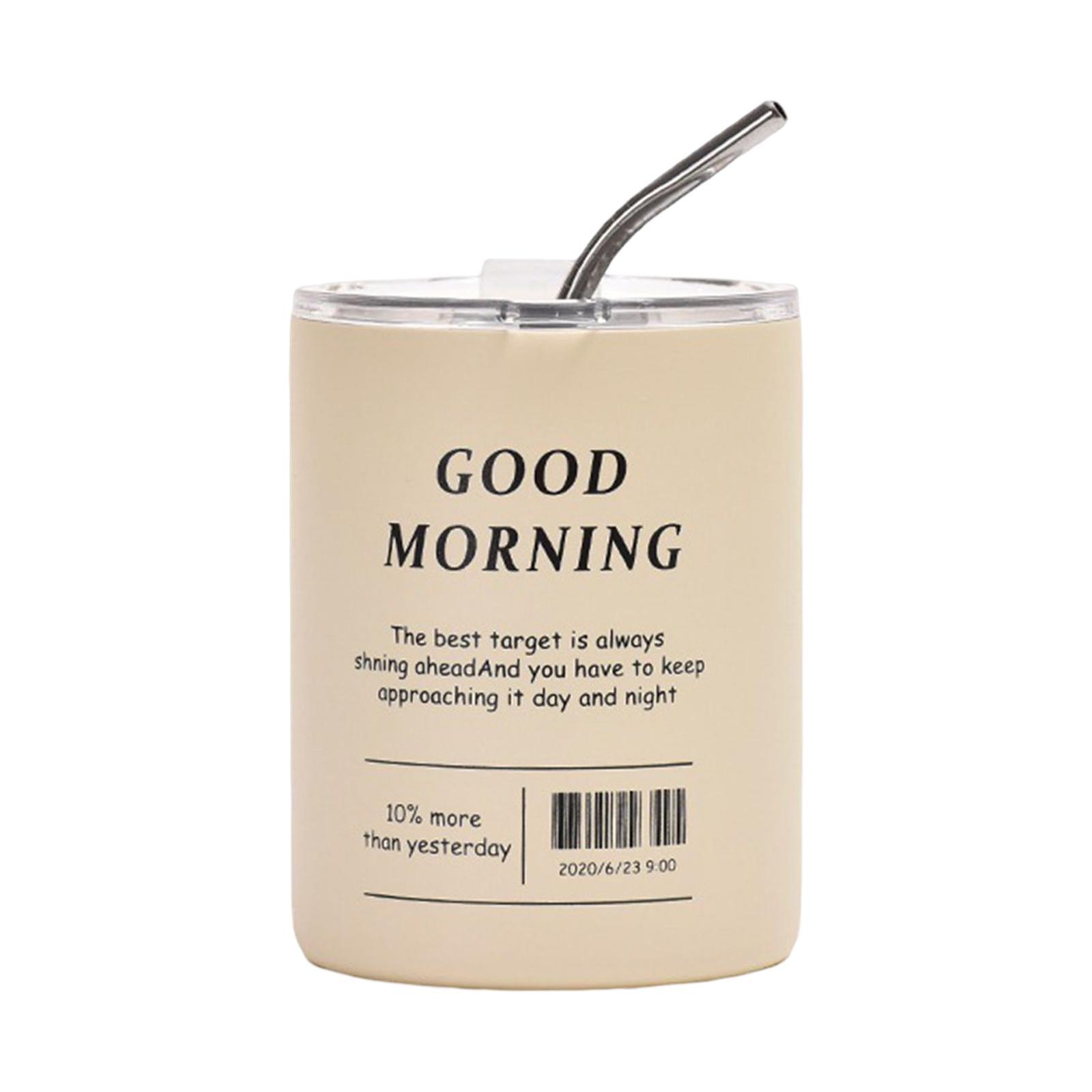 Portable Insulated Coffee Mug with Straw for Hot and Cold Drinks 350ml