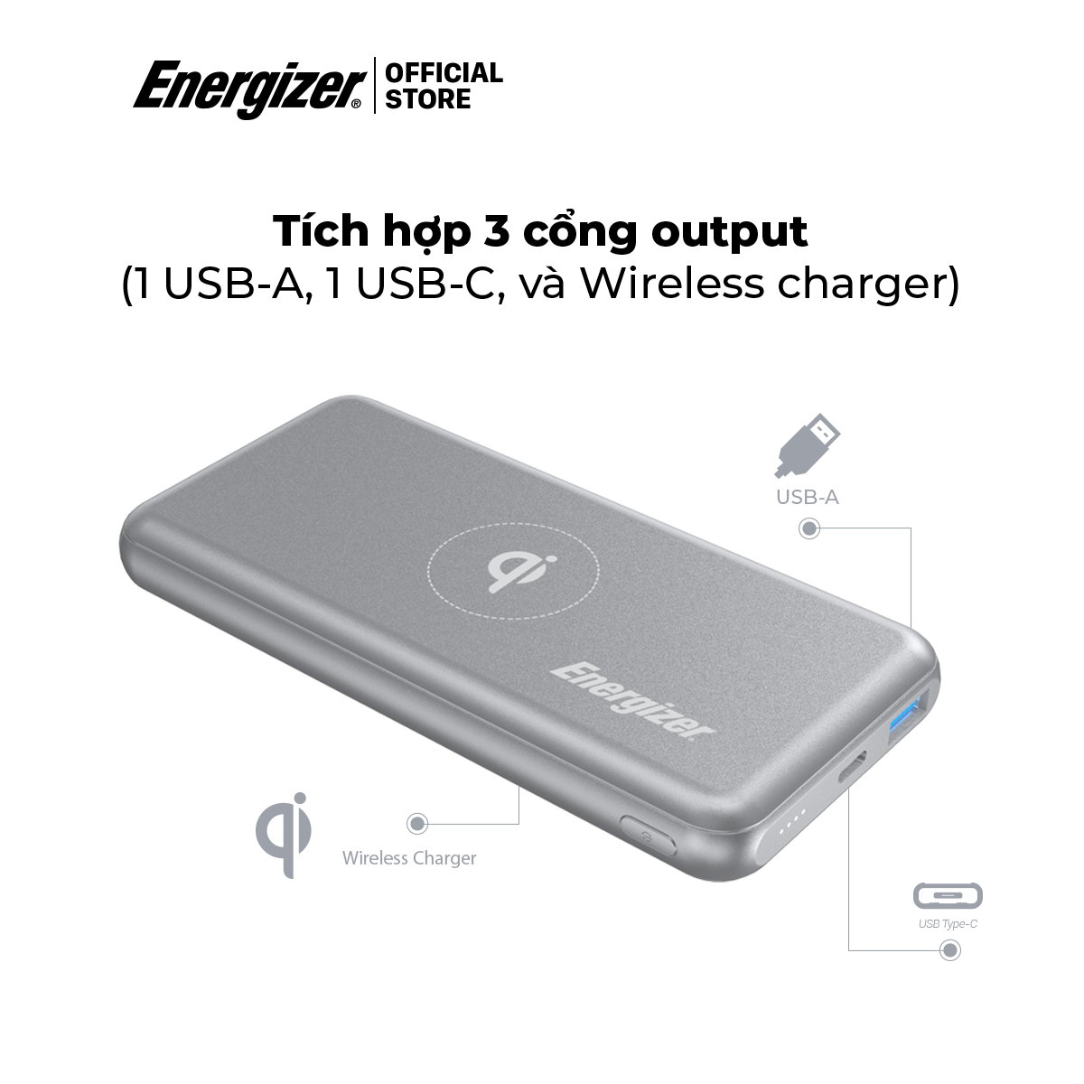 Combo Pin sạc dự phòng Energizer QE10007PQ + Củ Sạc Nhanh Mophie 20W - HÀNG CHÍNH HÃNG