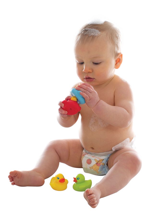 Đồ Chơi Tắm Đàn Vịt Con Rực Rỡ Duckie Playgro, Cho Bé Từ 6 Tháng