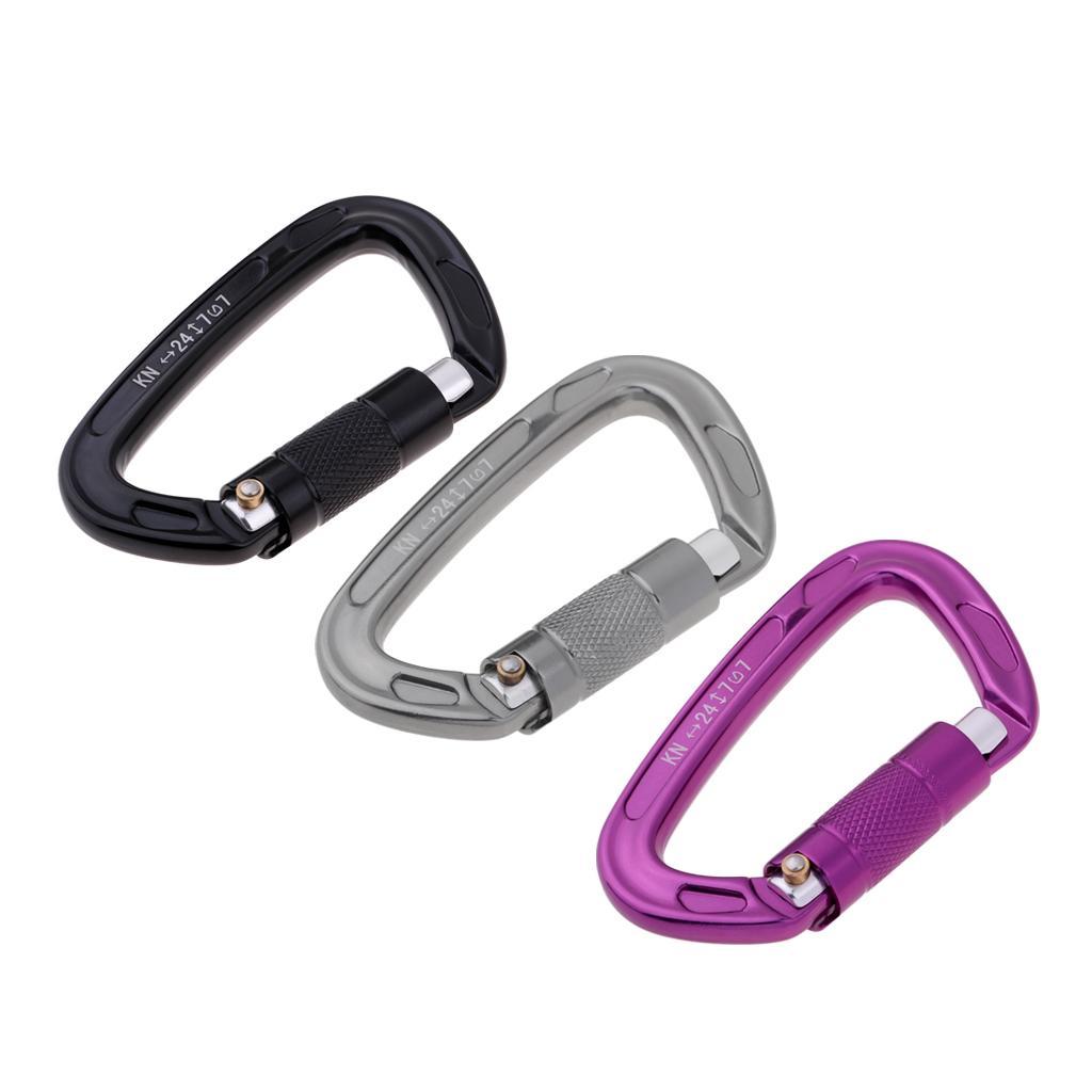 2Pcs Screwgate Auto Locking Carabiner for Hammock Camping Hiking Outdoor