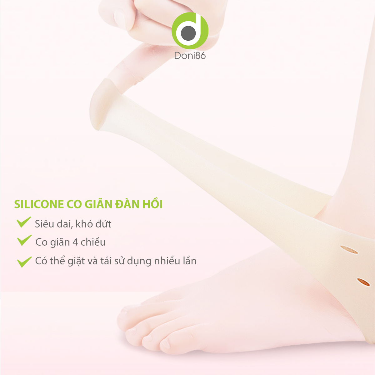 Vớ bọc gót chân silicone chống nứt nẻ chống bong tróc da, bảo vệ gót - Doni - DOPK68