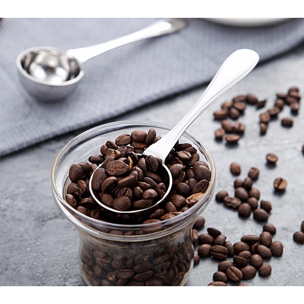 2x Stainless Steel Coffee Milk Powder Tea Leaves Self-measuring Spoon