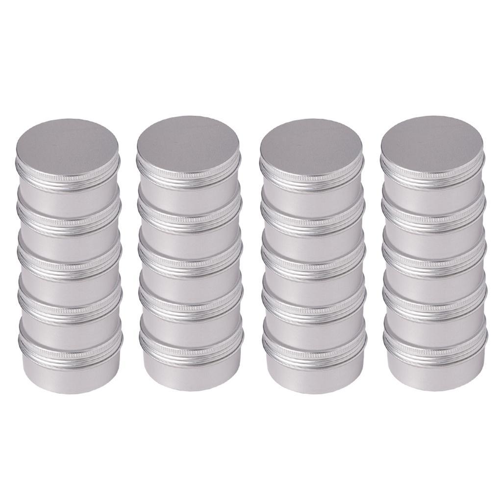 25Pc Aluminum Tin Storage Pot Candles Salves Containers Screw Lid 100ml 80ml