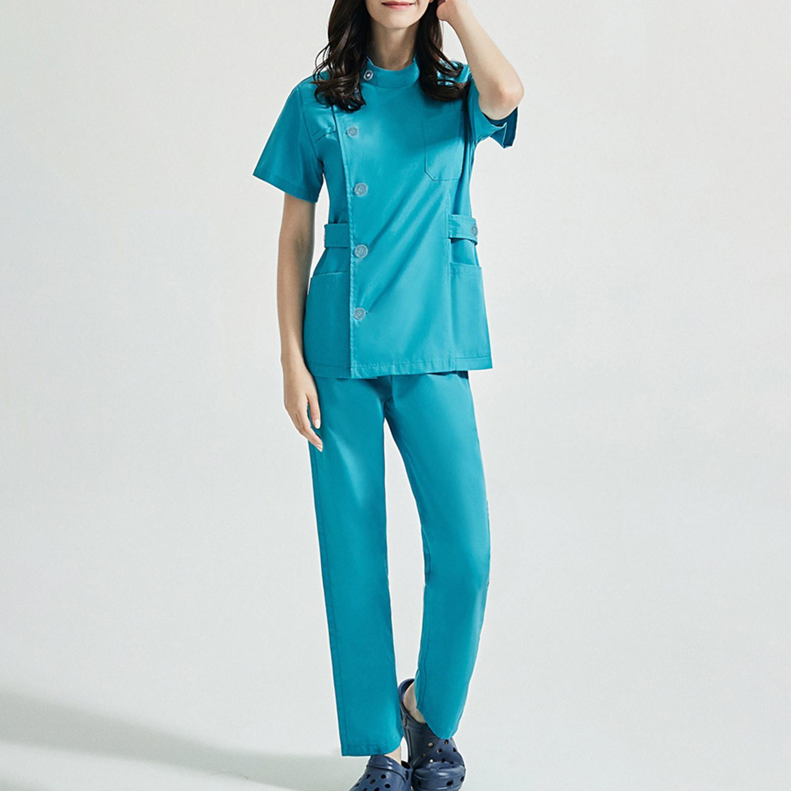 Women Scrubs Sets Top Jogger Pants Doctor Workwear Healthcare Soft Drawstring Pants Nurse Costume Nursing Uniforms for Massaging Esthetician
