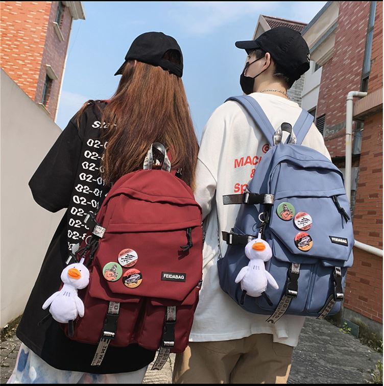 Balo đi học nam nữ ulzzang trơn màu +Tăng móc vịt+huy hiệu cho học sinh Hàn Quốc unisex Lalunavn - A25