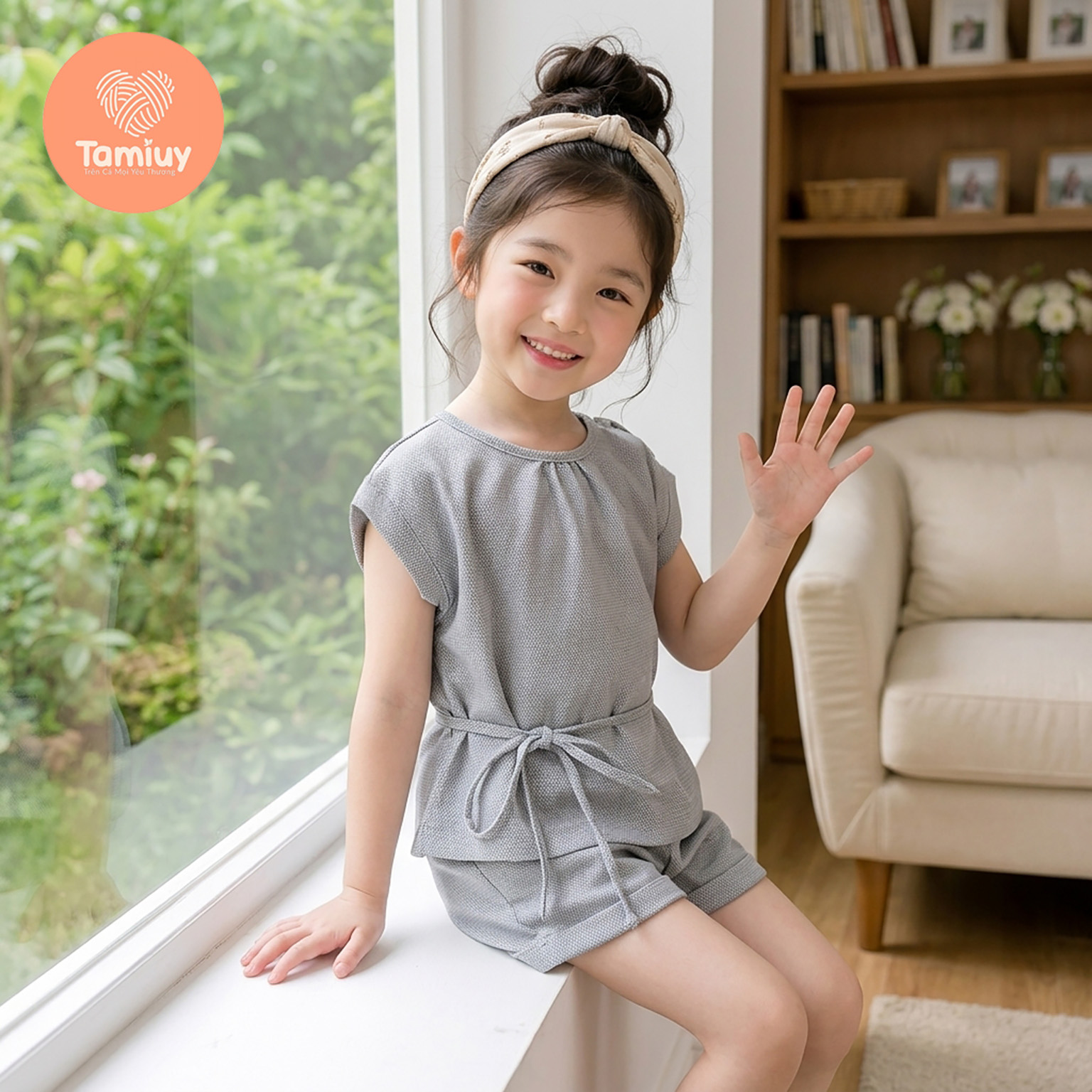 TAMIUY JOLLY SET – Set Bộ Bé Gái Cao Cấp Kèm Quần Short | Size 10–42kg
