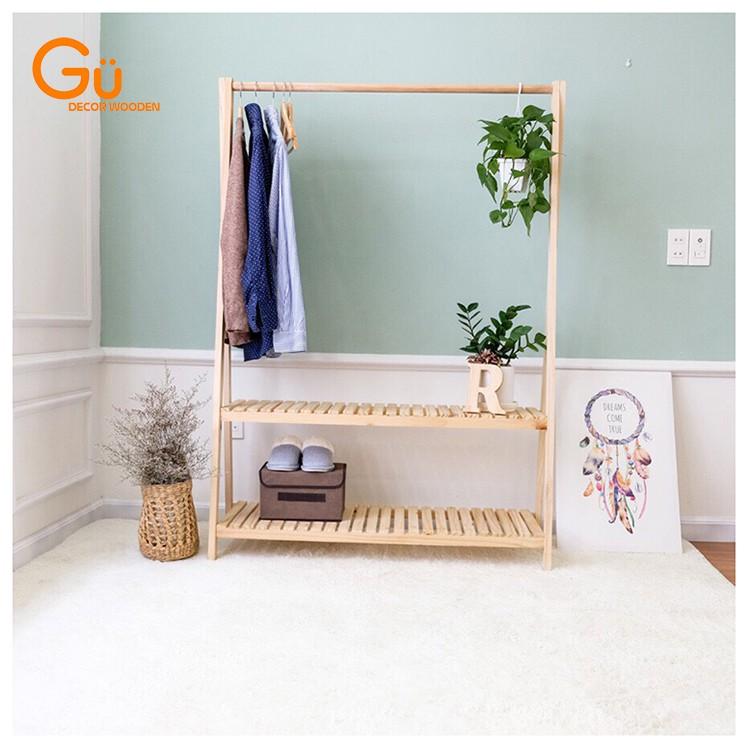 Gía treo quần áo chữ A GU.DECOR WOODEN - Kệ treo đồ chất liệu Gỗ thông nhập khẩu Newzealand loại 1