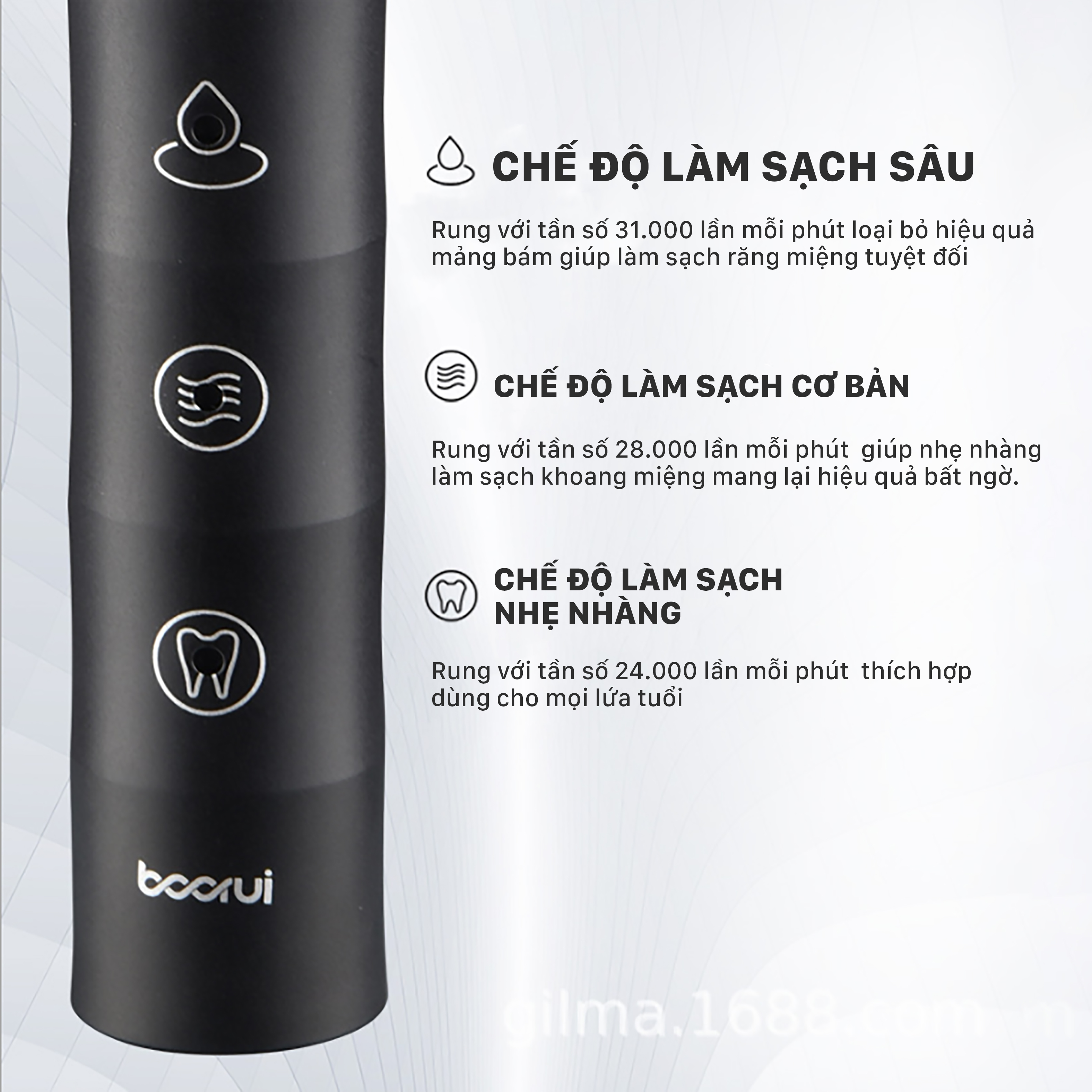 Bàn Chải Điện Chải Răng Sử Dụng Sạc Clear Sonic Boorui