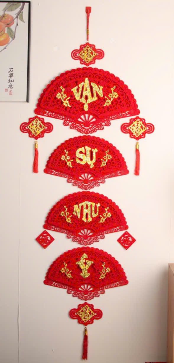 Dây Liễn Treo Tết Hình Quạt Đỏ – Bộ Chữ Vạn Sự Như Ý / Chúc Mừng Năm Mới – Trang Trí Tết 2026, Decor Nhà Cửa, Cửa Ra Vào - HÀNG CHÍNH HÃNG MINIIN
