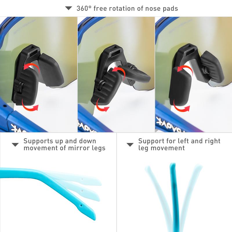 Kapvoe Kính Đi Xe Đạp Phân Cực MTB Kính Nữ Ngoài Trời Photochromic Xe Đạp Kính Mát Thể Thao Người UV400 Đi Xe Đạp Kính Mắt Color: 08 Lenses Color: 4LENS