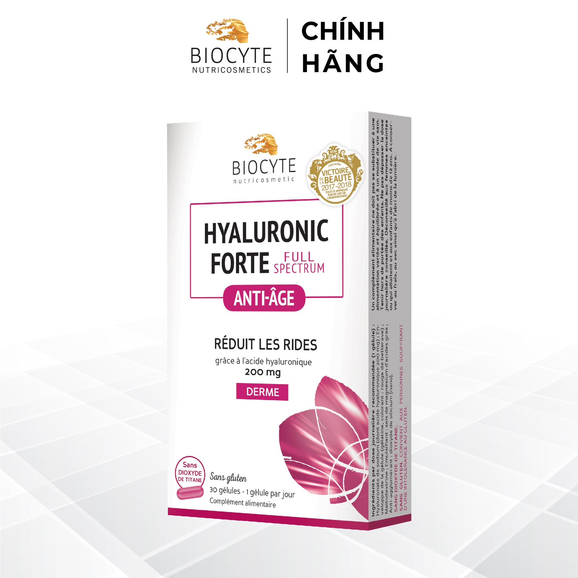 B02 Viên uống giúp giảm nhăn, cung cấp độ ẩm da BOC Hyaluronic Forte Full Spectrum - Biocyte