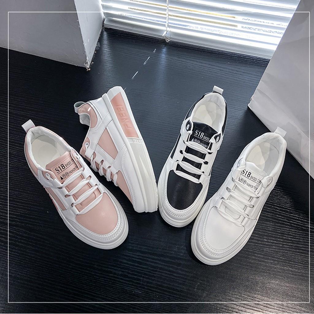 Giày Sneaker Nữ BUXINO14 Giày Thể Thao Nữ Ulzzang Retro Đế Bằng 4cm Cột Dây Cổ Thấp Chạy Bộ Đi Học Đi Chơi Size 36 - 39