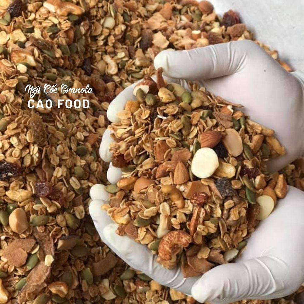 [500GR] Granola siêu hạt CAO FOOD - Ngũ cốc hạt nướng mật ong dinh dưỡng, healthy, keto, ăn kiêng, ăn chay,...