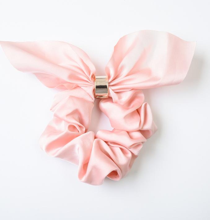 Dây buộc tóc Scrunchies lụa bóng dễ thương có nhẫn HD82