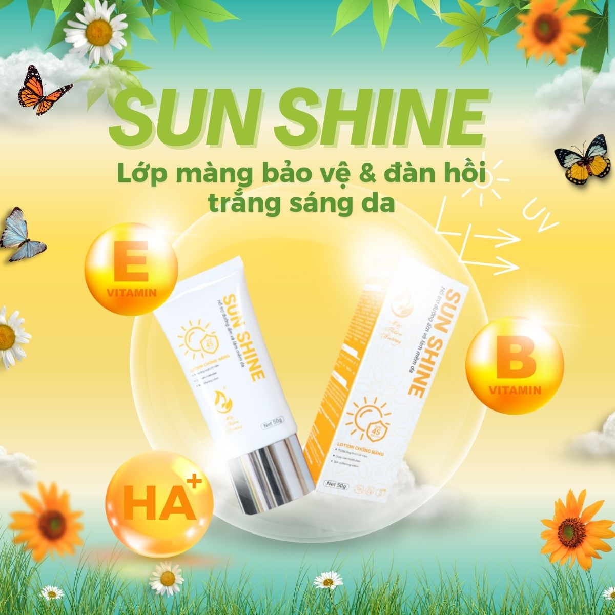 Kem Chống Nắng Dưỡng Da Mặt Sun Shine Mộc Thiên Hương SPF 45, PA+++ (50gr)