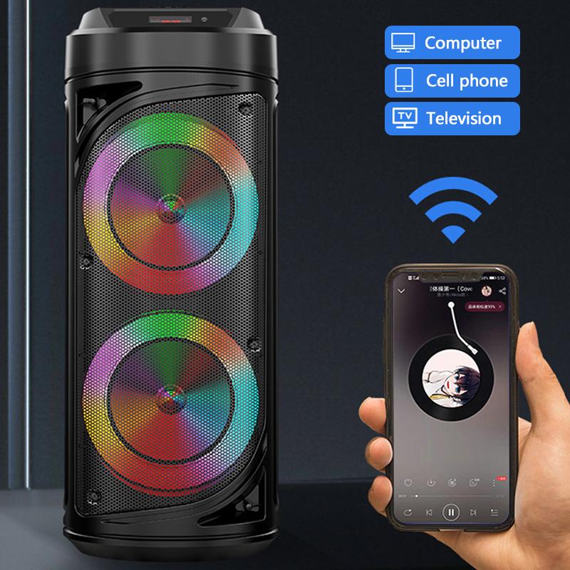 40W Công suất cao Di động loa Bluetooth Subwoor Subwoor LED LED LED LED LED loa với loa thẻ Aux FM điều khiển từ xa Color: 30W ZQS4239