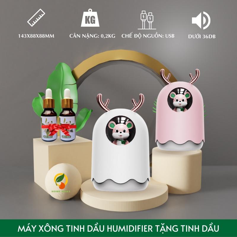 Máy phun sương tạo ẩm không khí hình thú dung tích 300ml, có đèn Led dùng làm đèn ngủ đèn trang trí siêu dễ thương