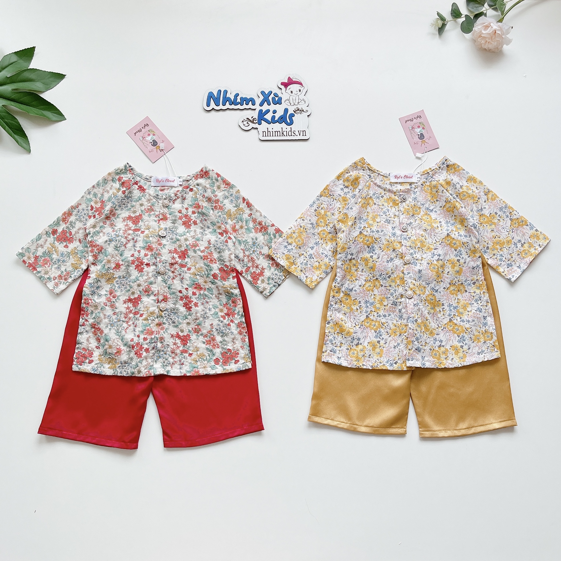 Bộ Bà Ba Bé Gái 4 - 30kg Chất Đũi Hàn Cao Cấp Phối Quần Lụa Satin [S020