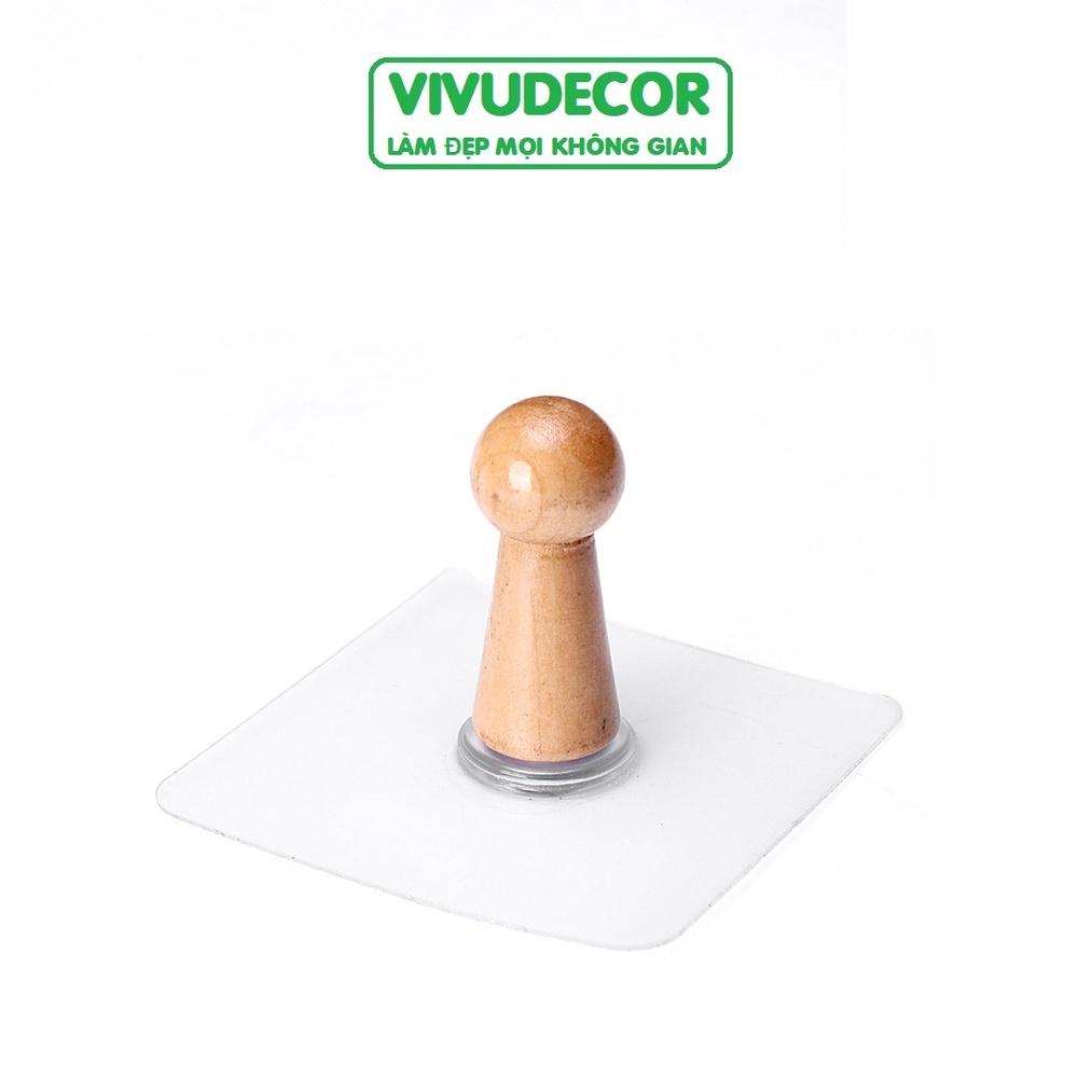 Móc Gỗ Đầu Tròn Vivudecor Treo Tường Đa Năng Vừa Dán Vừa Khoan, Móc Treo Đồ Dùng Trong Nhà Tắm, Nhà Bếp, Cánh Cửa .