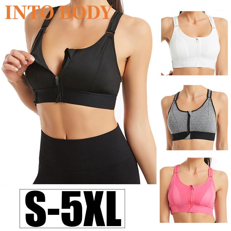 Phụ Nữ Áo Ngực Thể Thao Tập Hợp Không Thép Không Gỉ Vòng Tập Yoga Chạy Áo Vest Dây Kéo Phía Trước Có Thể Điều Chỉnh Dây Đeo Vai Chống Sốc Quần Lót Plus Kích Thước
