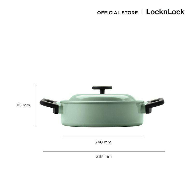 Nồi Decor Chống Dính Cao Cấp 24cm 2 Tay Cầm Thành Thấp LDE1244IH màu xanh Mint