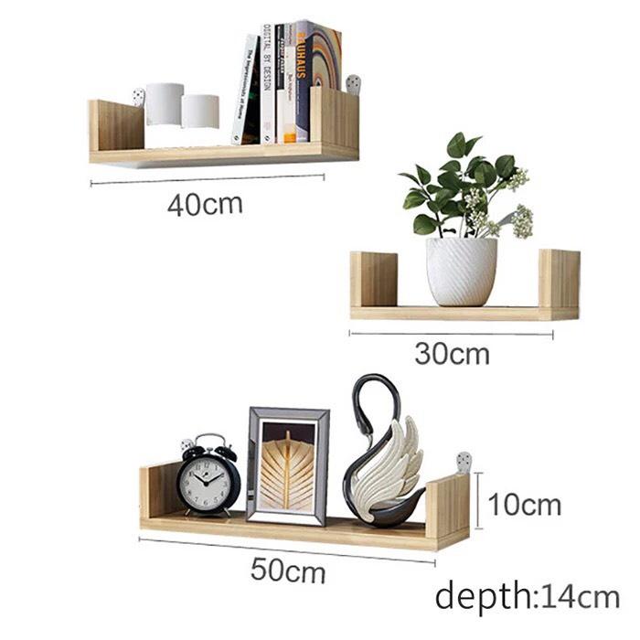 Kệ Gỗ Treo Tường Đa Năng - Kệ Chữ U Trang Trí Nhà Cửa Tặng Kèm Đinh Vít JK-003