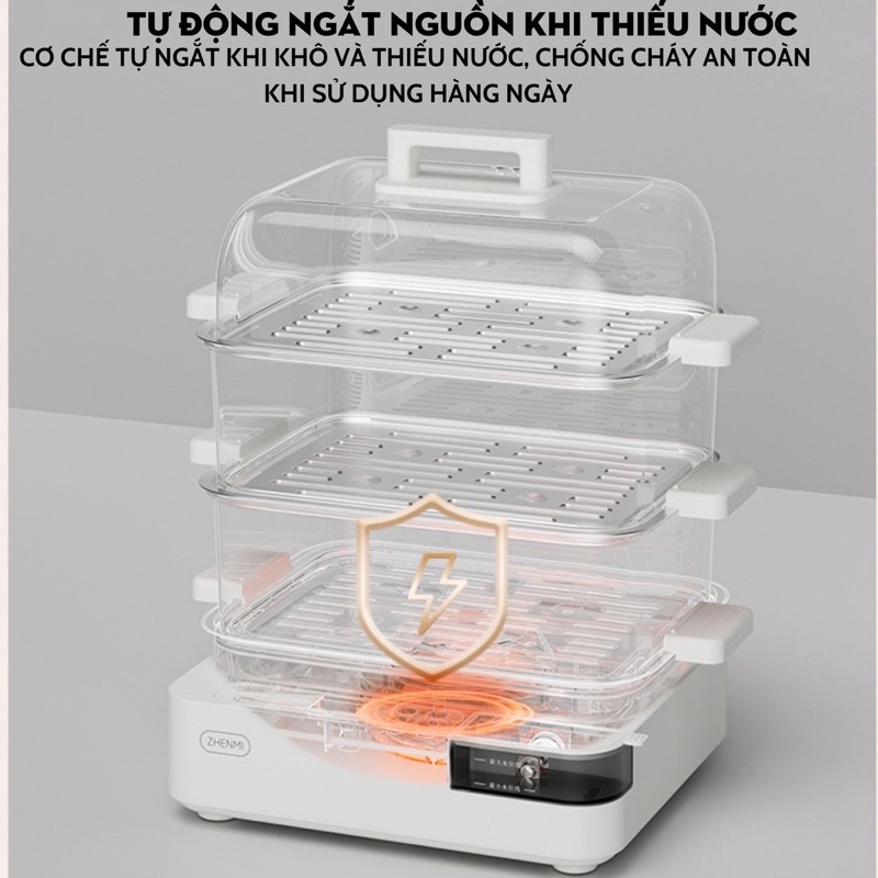 Nồi Hấp Điện 3 Tầng XIAOMI ZHENMI ZMZG-11 Dung Tích 20 Lít 6 Chương Trình Hấp Với Công Suất 1600 W - Hàng Chính Hãng