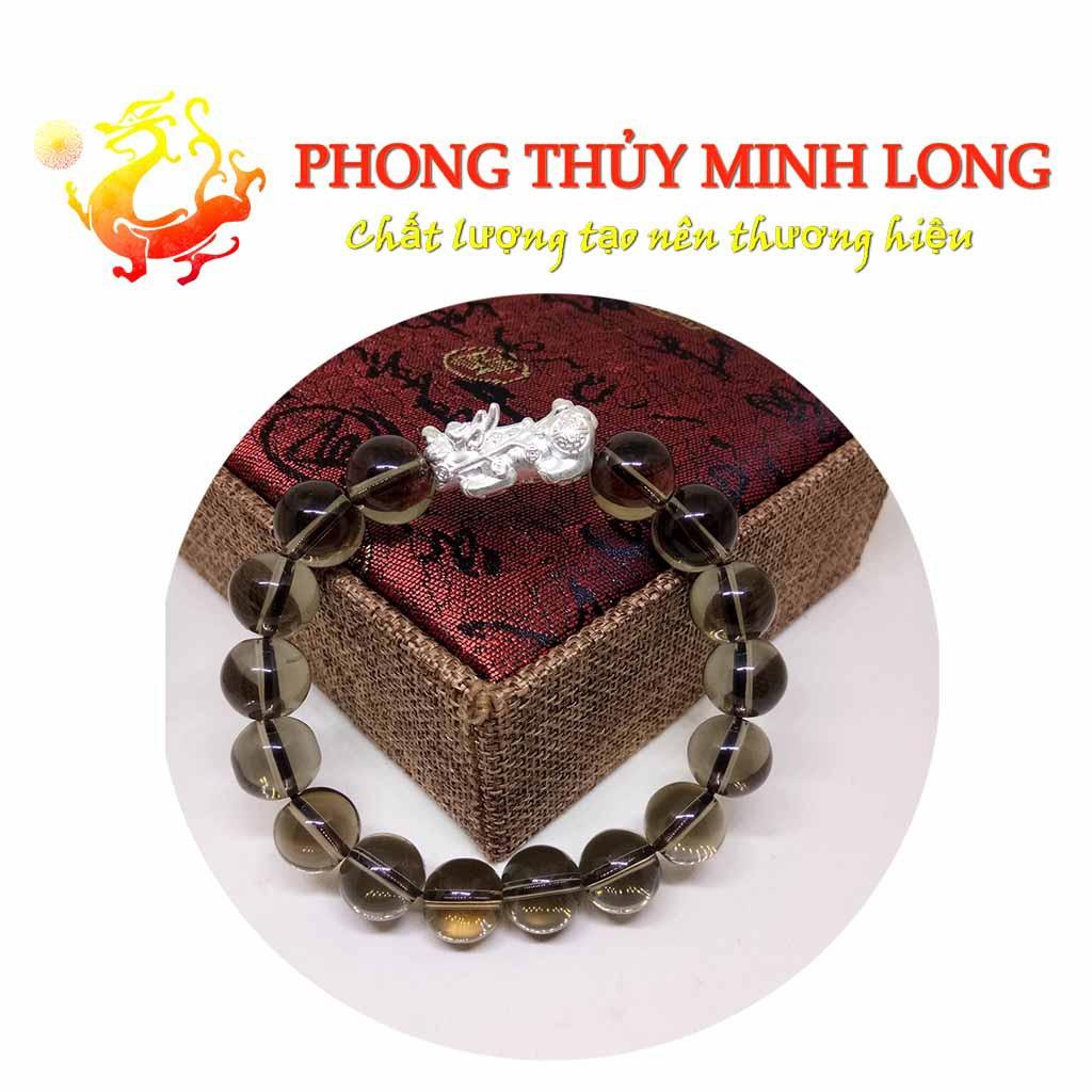 Vòng tay đá. Thach Anh Khói mix tỳ hưu bằng Bạc