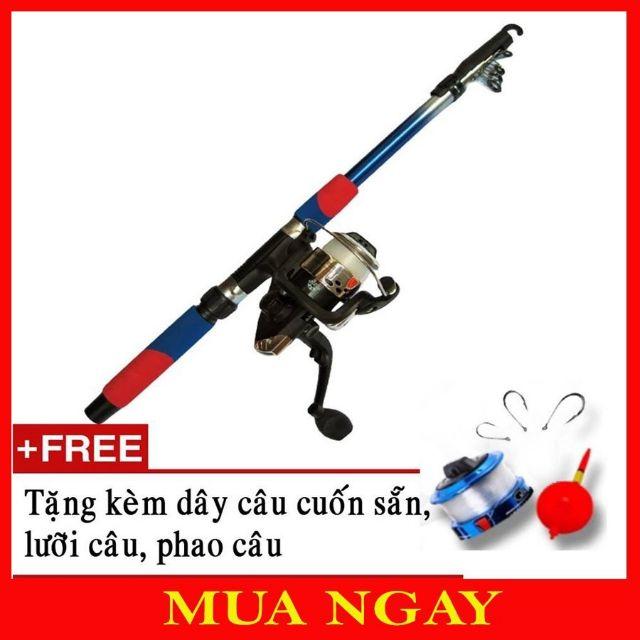 Gói 10 bộ cần câu 2m7 kèm máy + mồi giả