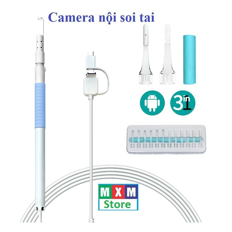 Camera nội soi tai 3 in 1 đầu 5.5mm Tăng kèm phụ kiện lấy ráy tai dùng cho mọi máy tính/điện thoại androi