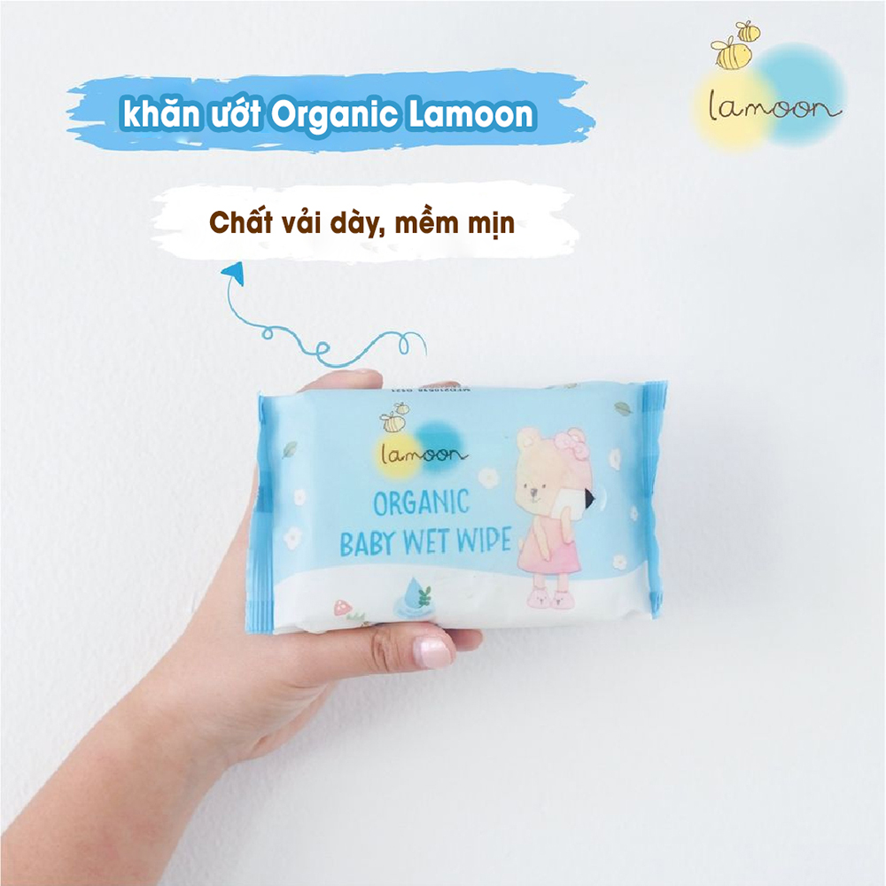 COMBO 12 Bịch Khăn Ướt Organic An Toàn Cho Mẹ Bầu Và Bé Từ Sơ Sinh Lamoon (12 Bịch x 20 Miếng)