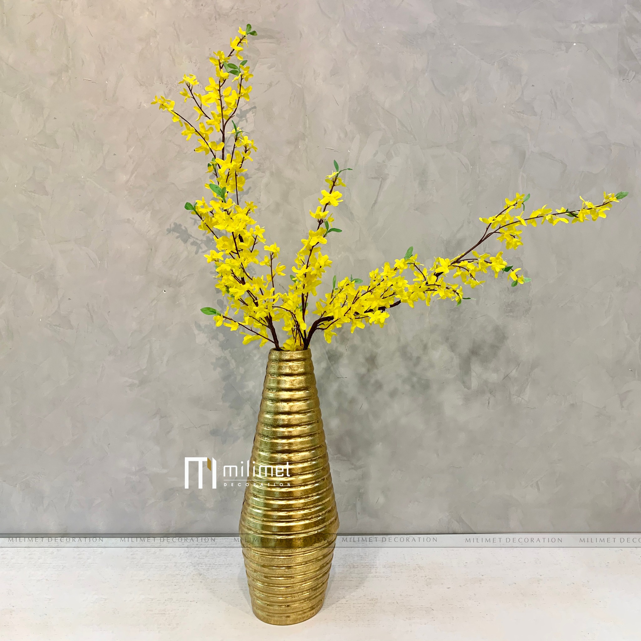 Lọ Hoa Trang Trí Kim Loại Vàng Cao Cấp Hình Xoắn Ốc Milimet