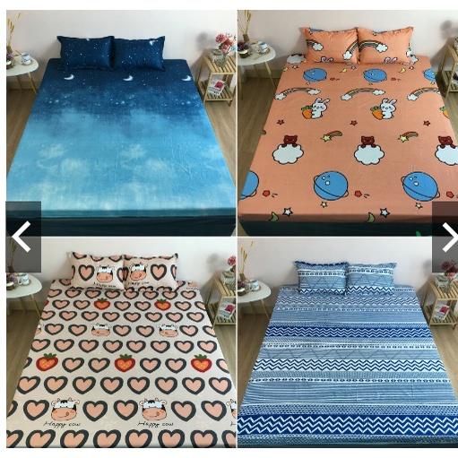 Ga gối poly cotton bo chun bọc đệm tặng 2 vỏ gối (HR) kt 1m8-2m quá tiện ích