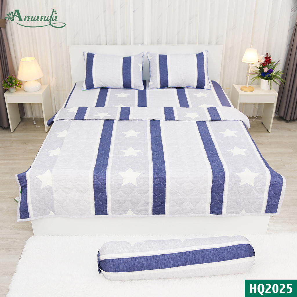 Vỏ gối nằm Amanda HQ2025, 100%  cotton lụa satin Hàn Quốc chất liệu vải không co rút biến dạng sau nhiều lần giặc