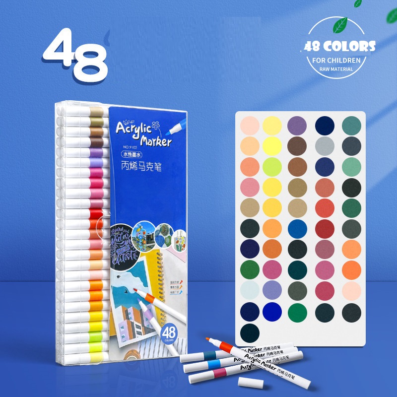 Bút Màu Acrylic Marker 12/24/36/48/60 Cao Cấp Màu Sắc Tươi Sáng, Bút Lông Màu - Hàng Nhập Khẩu