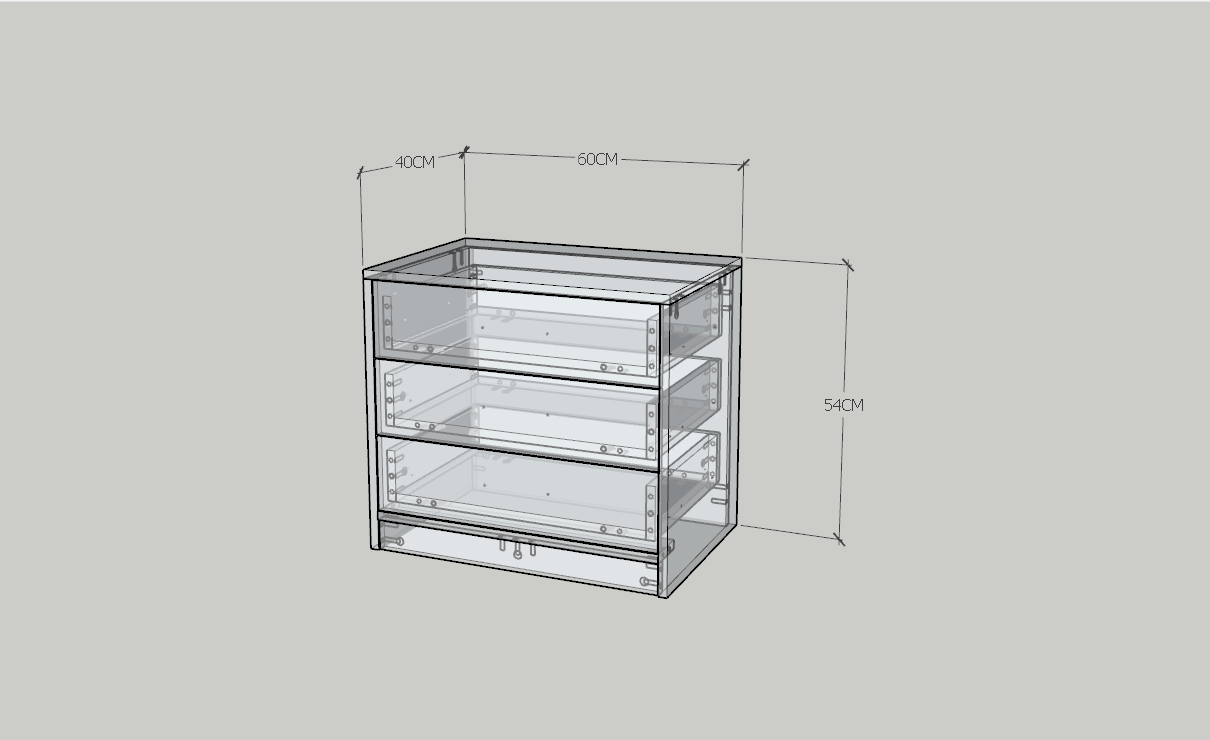 HAPPY FURNITURE , HEINEE - Táp đầu giường 3 ngăn kéo, THK_231 , 60cm x 40cm x 54cm DxRxC, sản phẩm phổ thông