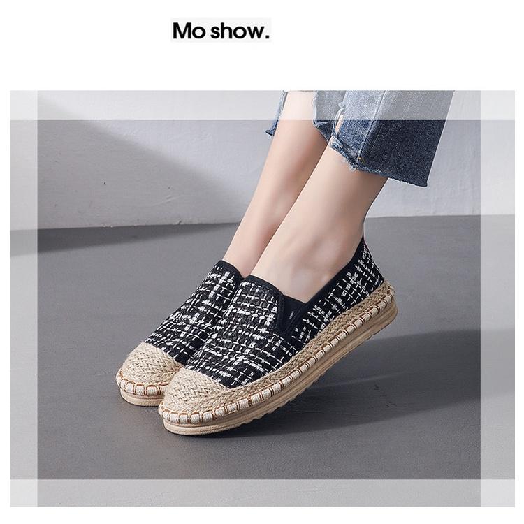 Slip on - Giày lười vải nữ phong cách HQ - Chất liệu vải sợi thô dệt kiểu len thoáng khí, đế cao su chống trơn - Mã 681