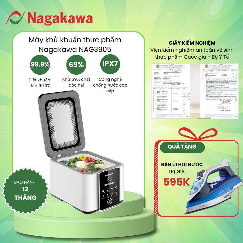 Máy khử khuẩn thực phẩm Nagakawa NAG3906 - Hàng chính hãng