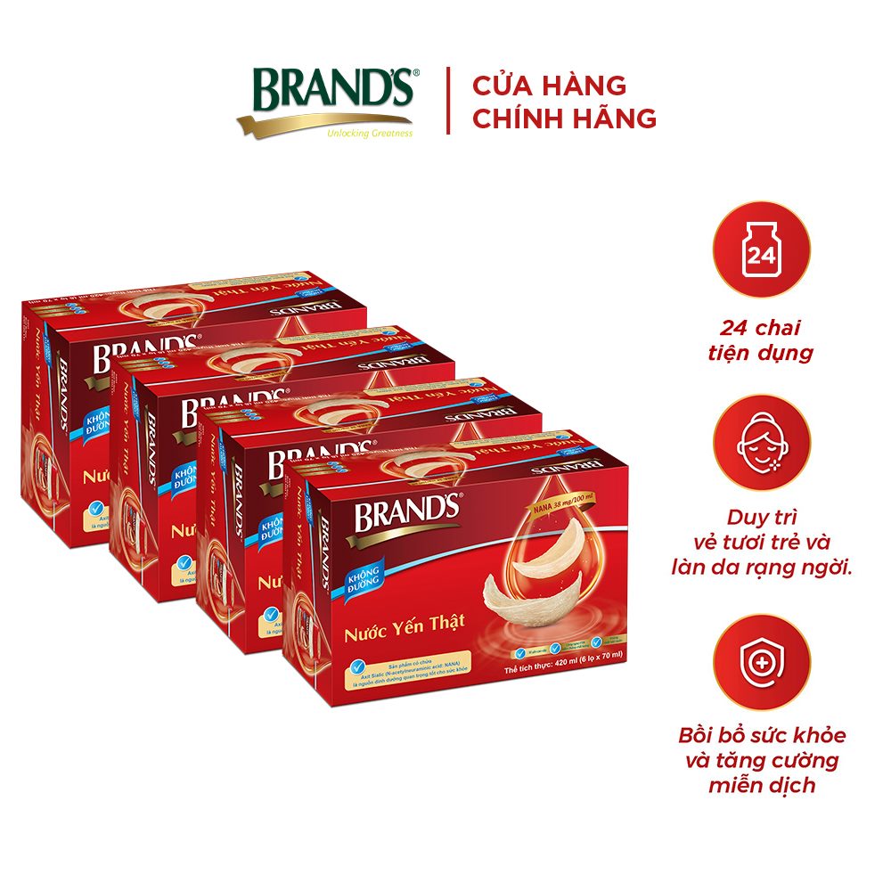Combo 4 Nước yến thật BRAND'S Không Đường