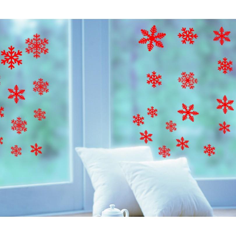 Decal trang trí noel hai mặt hít tĩnh điện không dơ kính mẫu hoa tuyết