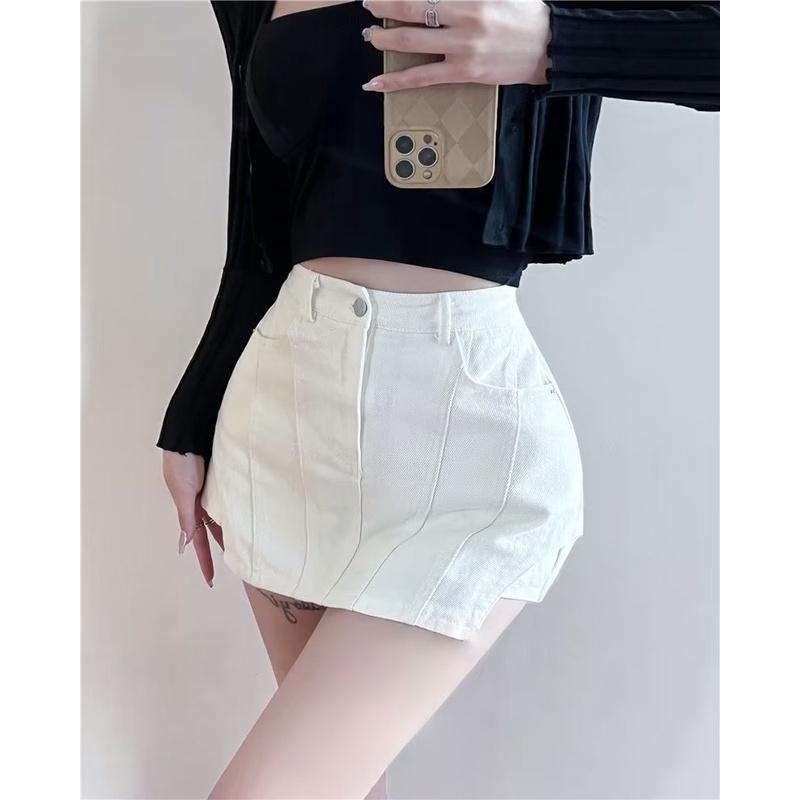Quần giả váy chữ A có 2 túi chéo  mặt trước váy mặt sau quần màu Đen   Vàng  HolCim  Kênh Xây Dựng Và Nội Thất