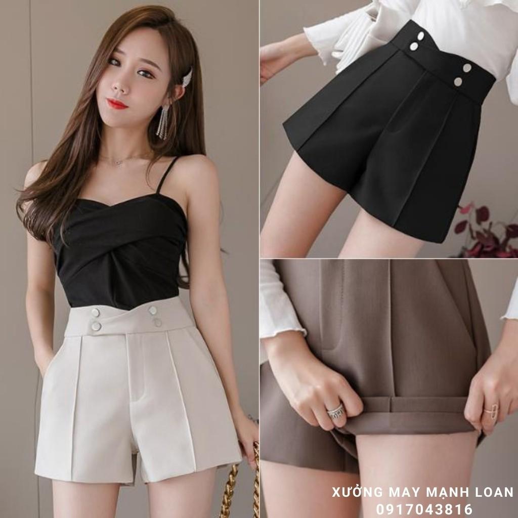 Quần Short Đùi Nữ Cạp Cao Đính Khuy Siêu Hot N094