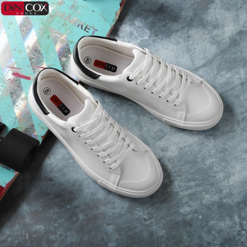 Hình ảnh Giày Sneaker Da Nam DINCOX C13 Cách Điệu Sáng Tạo White/Black